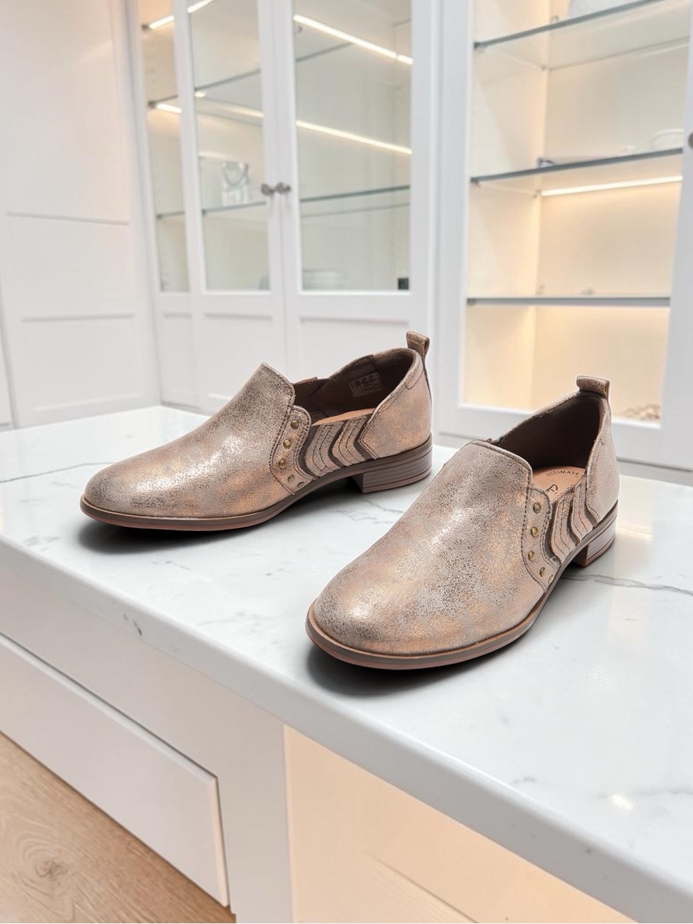 Clarks Trish Bell Metallic Leather Slip-On Loafer Shooties – Women’s 9.5